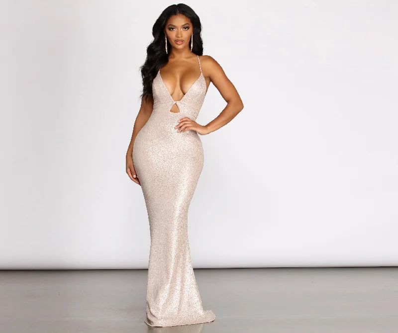 Strapless DressYvonna Cross Back Foil Dress