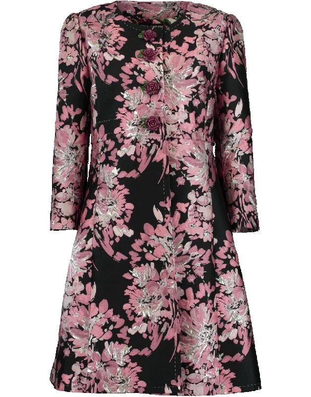 Floral Jacquard Coat