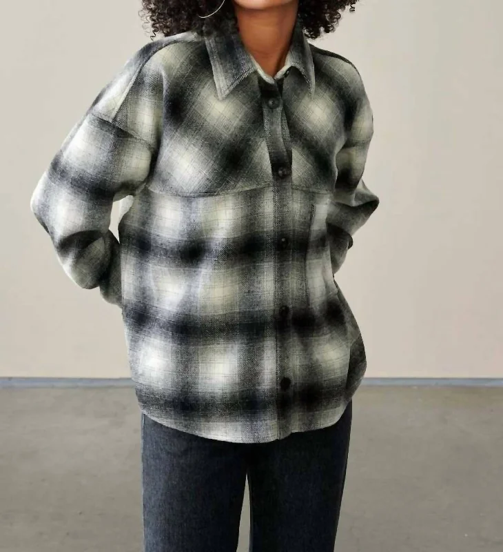 Link Shirt Jacket In Charcoal Plaid