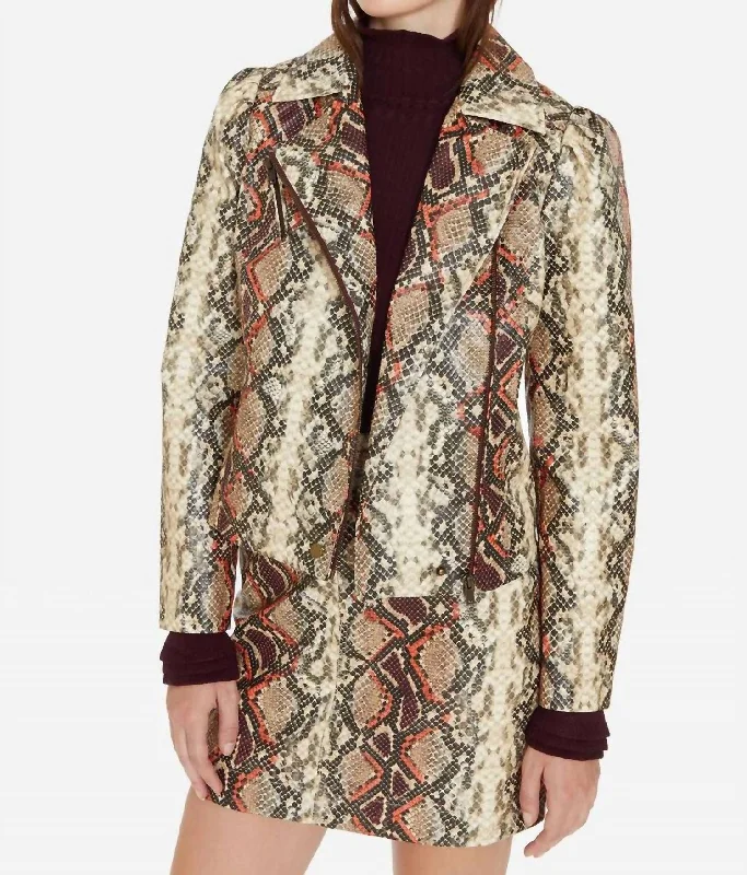 Maeve Moto Jacket In Snakeskin