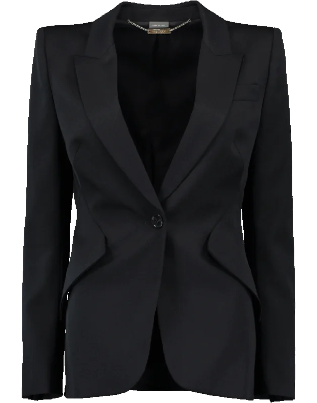 Peak Lapel Single Button Blazer