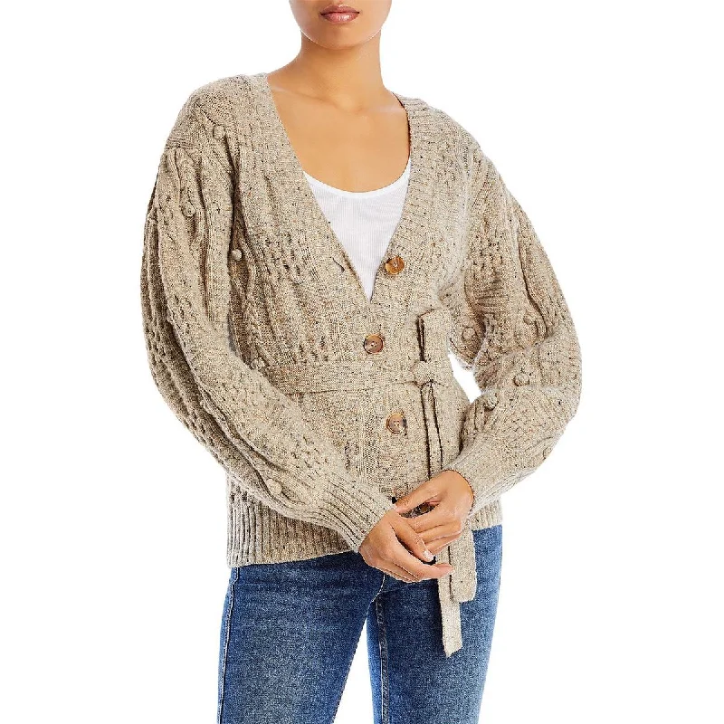 Sea New York Womens Polly Wool Cable Knit Cardigan Sweater