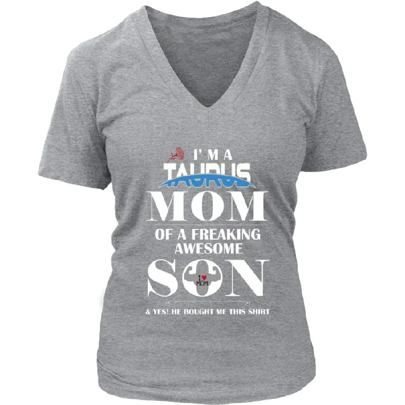 "I Am A Taurus Mom" Shirt V-Neck|Horoscope|Zodiac Birthday Shirt|Mother's Day Gift (8 colors)