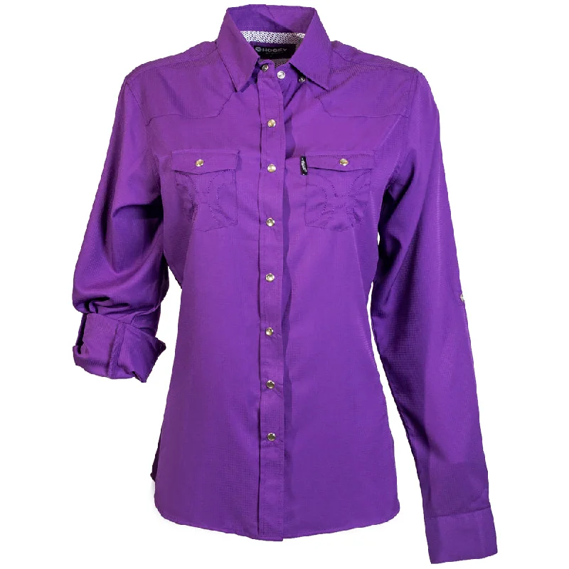 "Sol" Ladies Purple Long Sleeve Pearl Snap Shirt