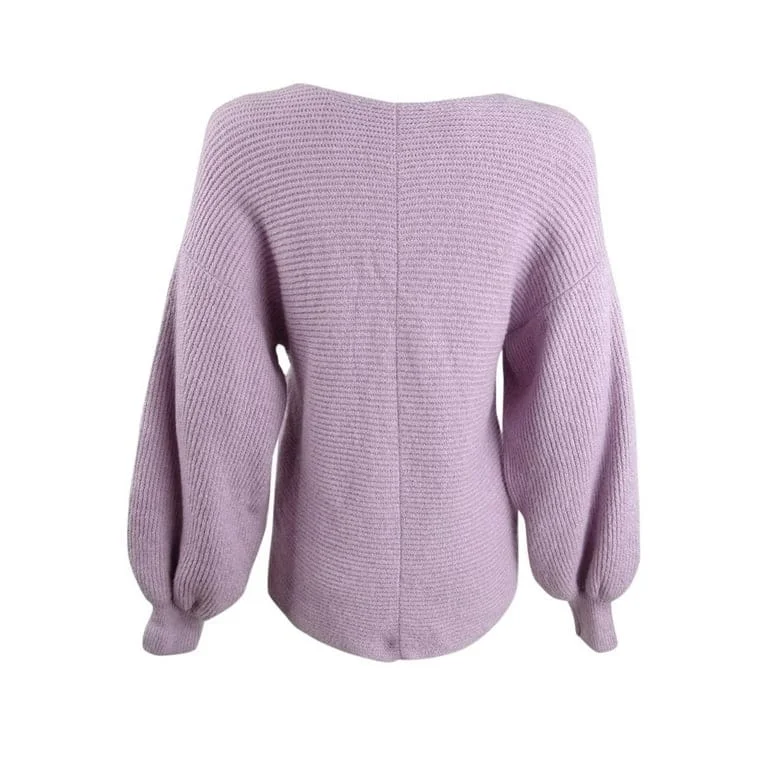 1.State V-Neck Bubble-Sleeve Sweater Pink Size X-Large