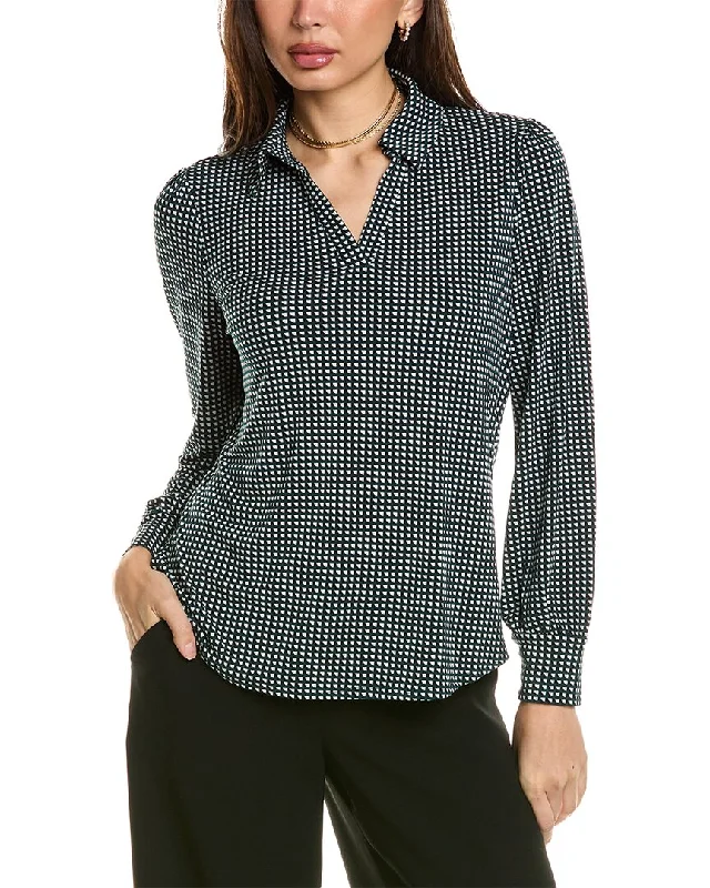 Adrianna Papell Collared V-Neck Knit Top