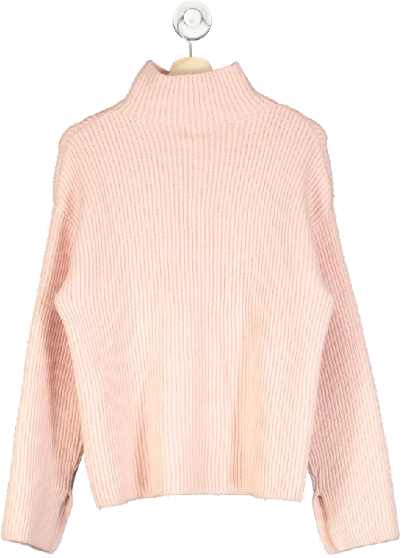 H&M Pink Ribbed Turtleneck Sweater UK XS