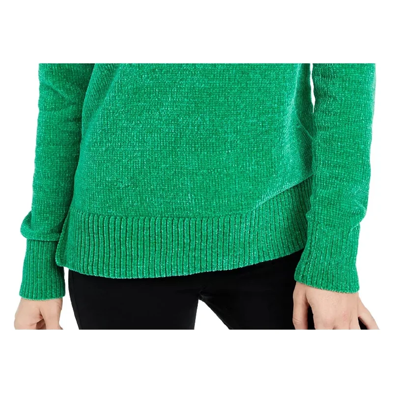 Maison Jules Women's Long Sleeve V Neck Sweater Green Size X-Small