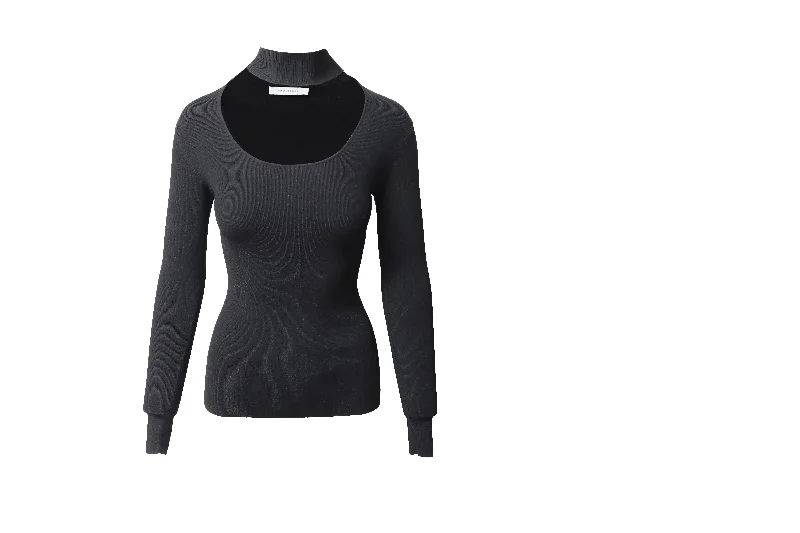 Ninety Percent Turtleneck Cutout Top in Black Viscose