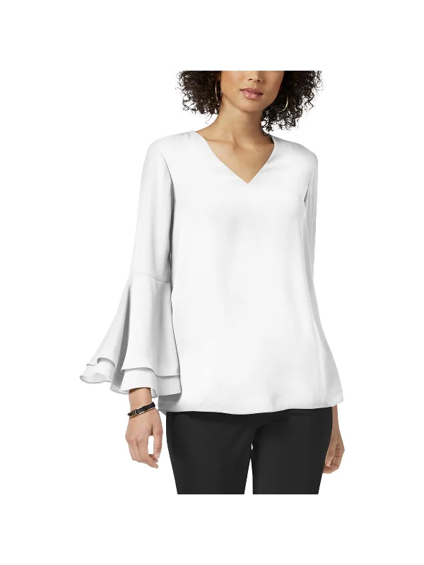 Plus Womens V-Neck Hi Low Casual Top