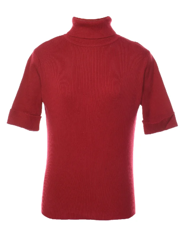 Red Turtleneck Jumper - M