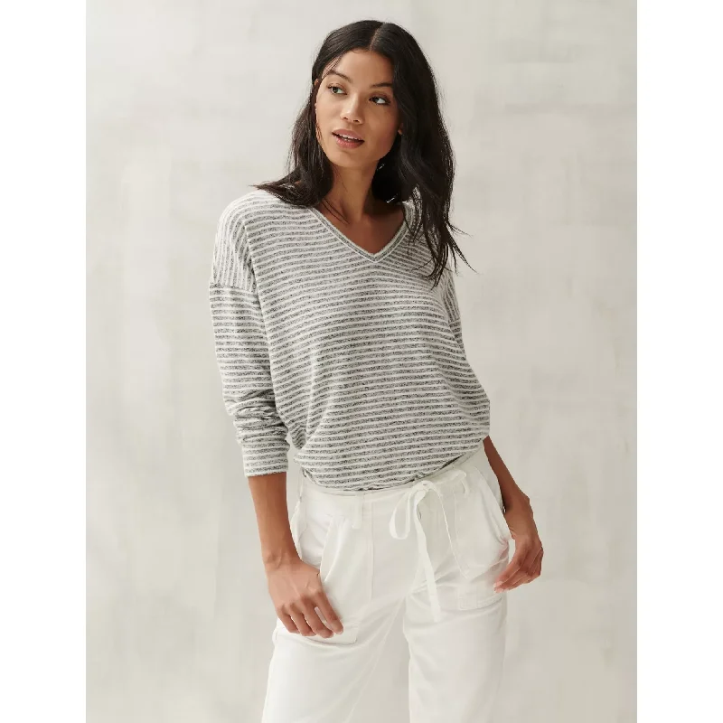 Stripe Cloud Jersey V-Neck Top