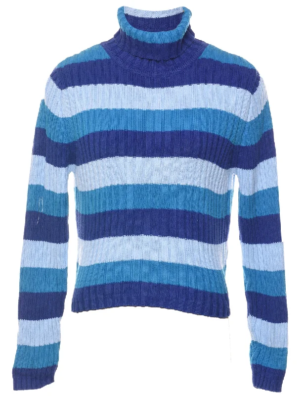 Striped Turtleneck Jumper - L