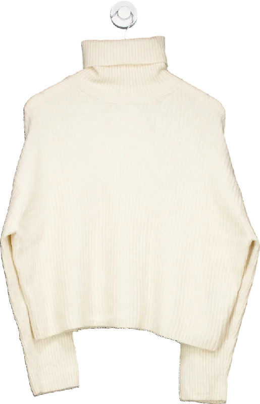 H&M Cream Ribbed Turtleneck Sweater UK M