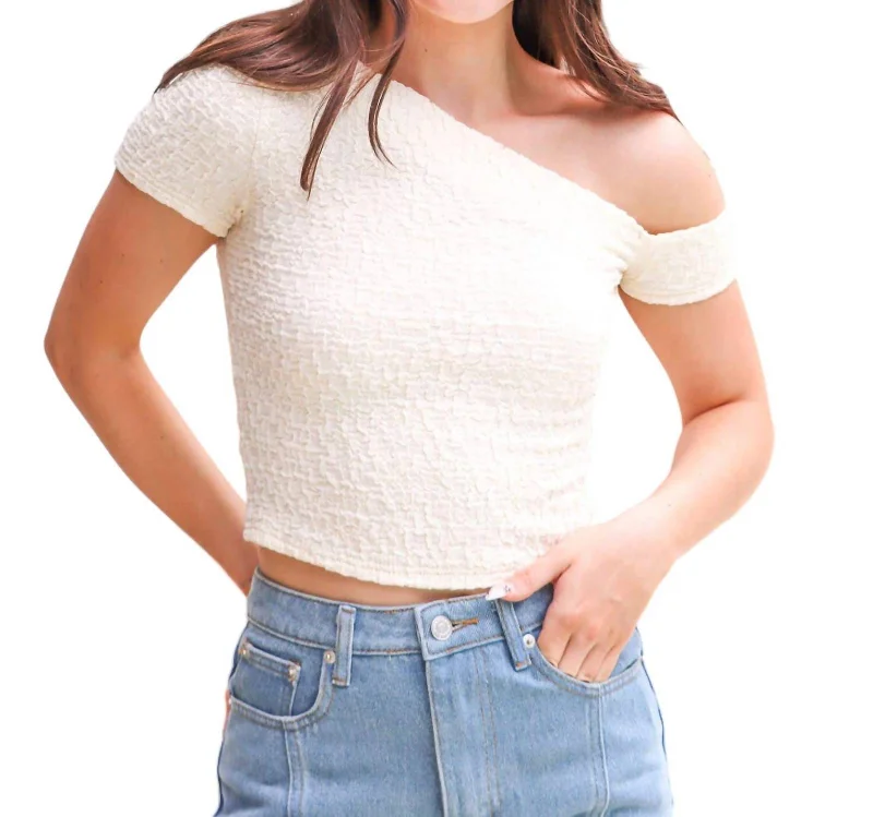 Off Shoulder Cropped Top In Ivory