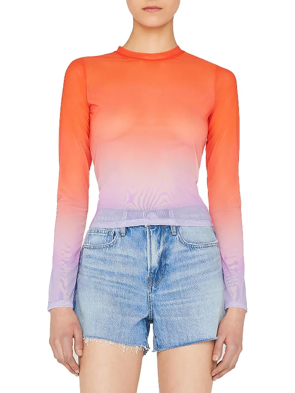 Womens Ombre Sheer Cropped