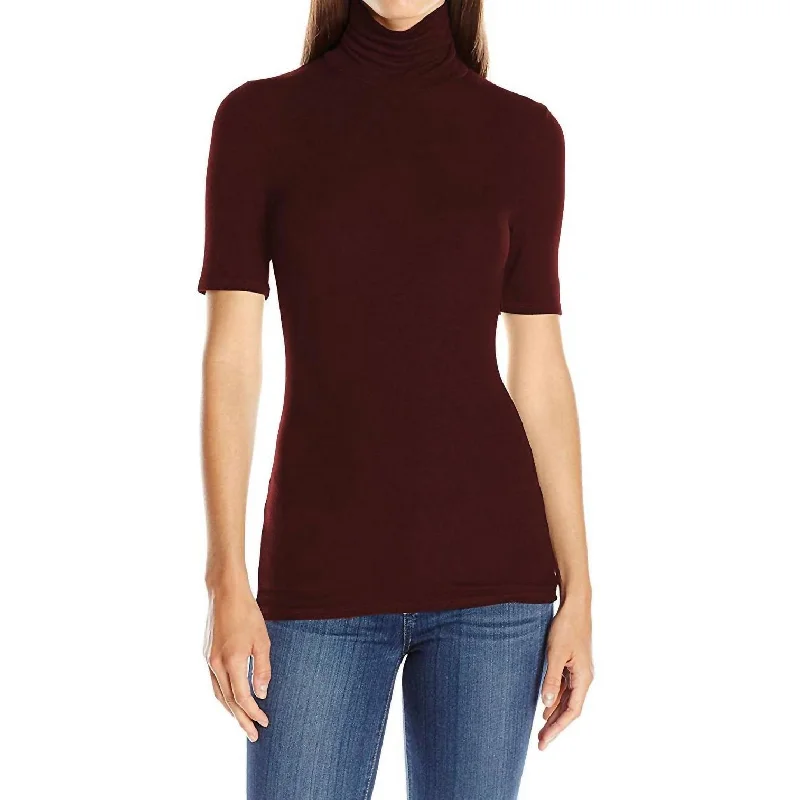 Cleo Turtleneck Viscose Top Shirt In Bordeauxx