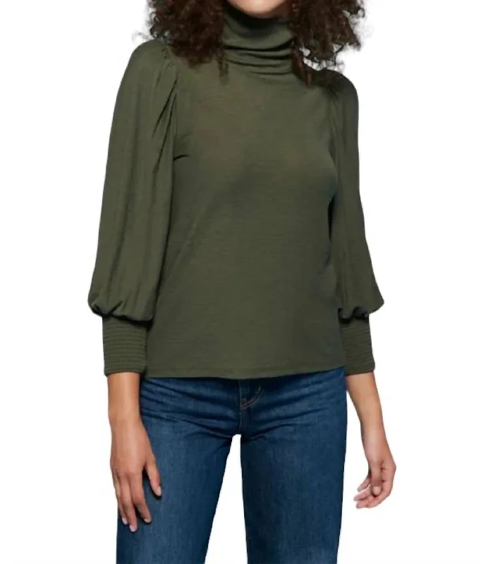 Sawyer Femme Turtleneck Top In Stoned Moss Green